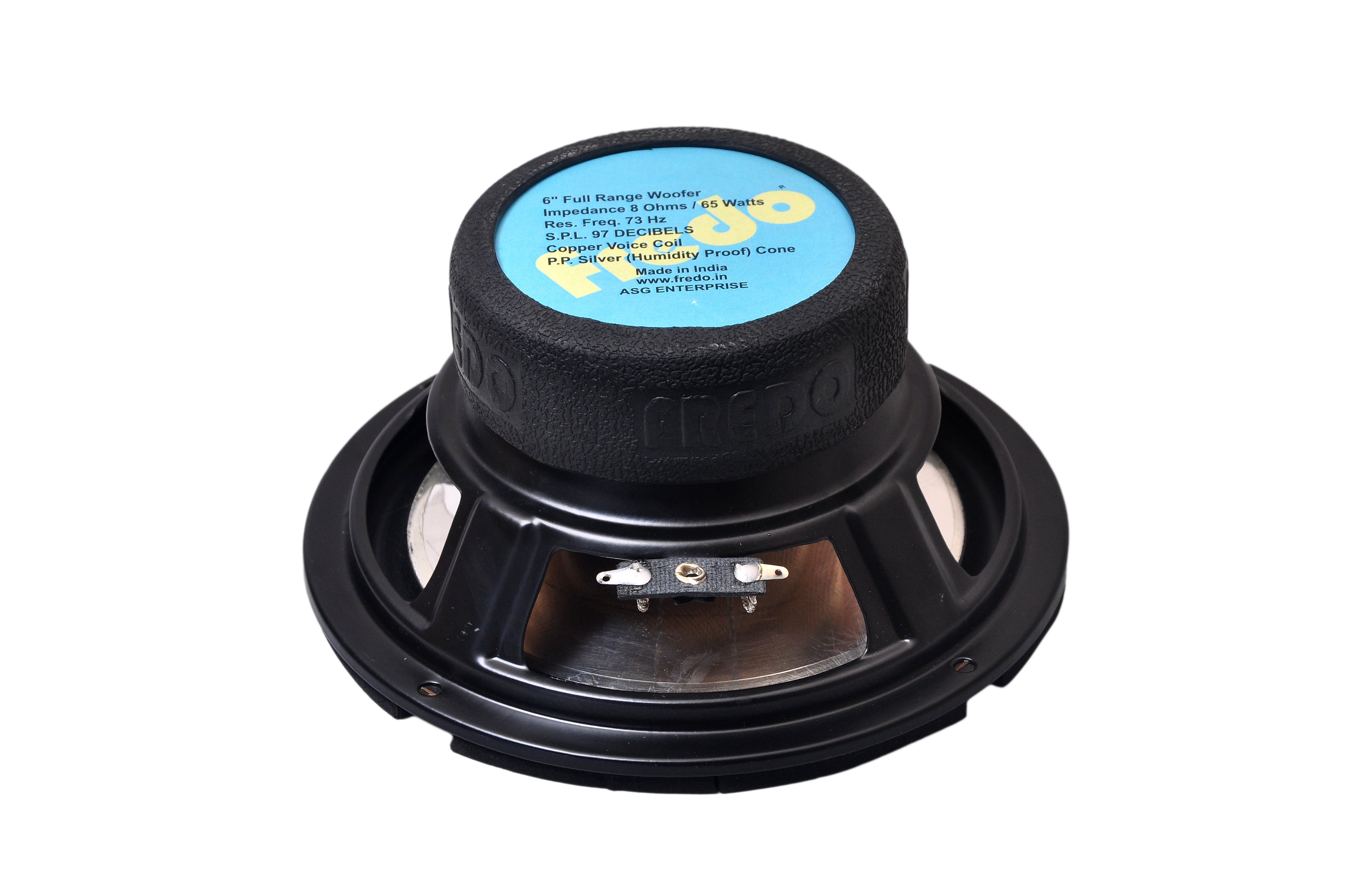 Fredo 6.5 inch (Pack of 2) Full Range Speaker - 8 Ohm/RMS 46W - Shiny Silver