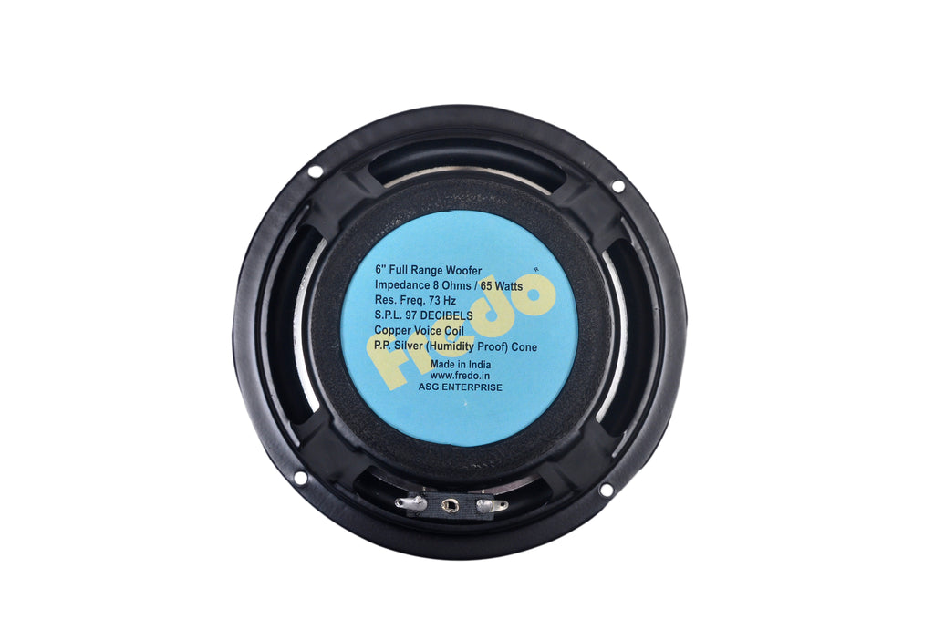 Fredo 6.5 inch (Pack of 2) Full Range Speaker - 8 Ohm/RMS 46W - Shiny Silver