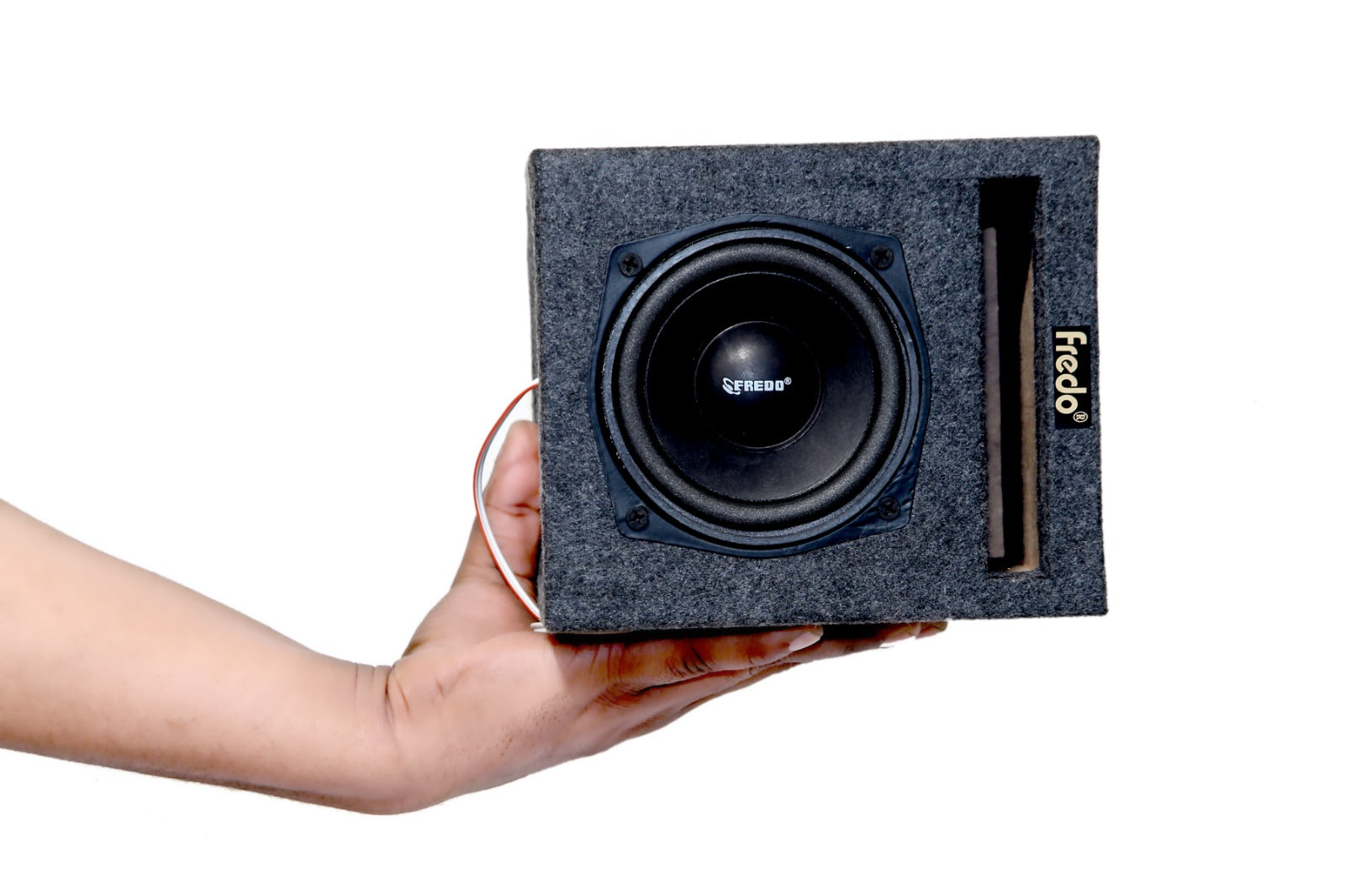 Fredo 4 inch Single-Magnet subwoofer in L Port bass Enclosure
