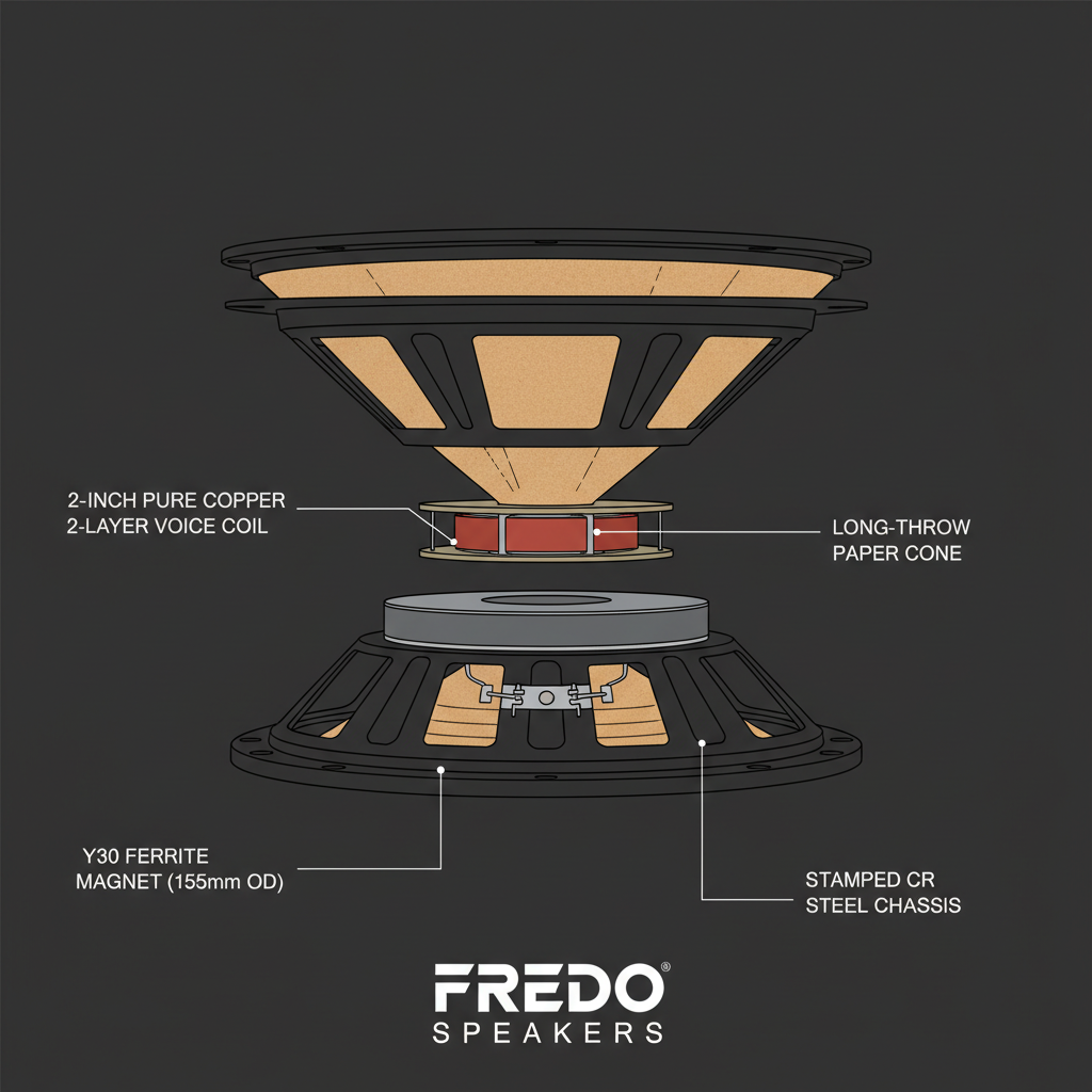 Fredo FRD12.8MONO 12-Inch Stage Monitor – 8 Ohm, 283W RMS / 2000W Peak