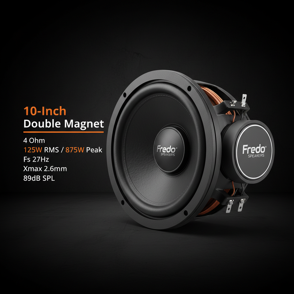 Fredo 10-Inch Double Magnet Subwoofer – 4 Ohm, 125W RMS / 875W Peak